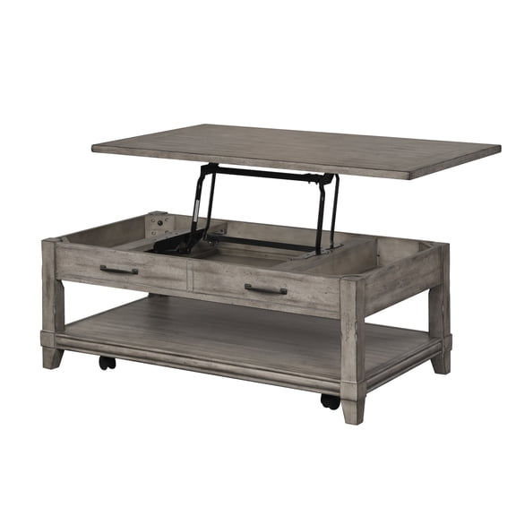Gray Solid Wood Lift Top Table / Mobile Storage for Living Room