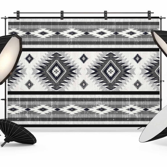 Gray Southwestern Backdrop for Photography, Native Aztec Ethnic Style Geometric Photo Backdrop Portrait Background Party Banner Photo Backgrounds for Studio Booth Props, 10x8ft
