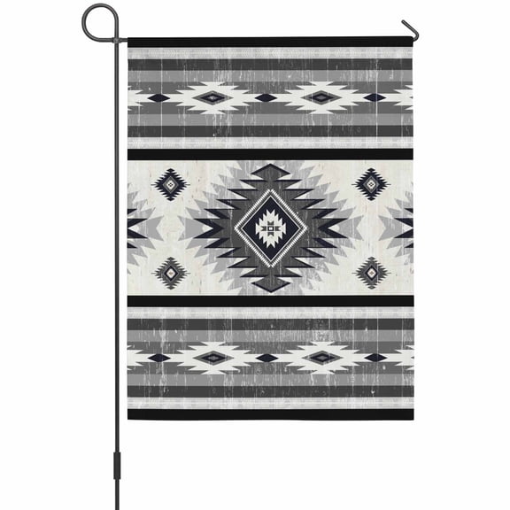 Gray Southwestern Garden Flag 12x18 Inch Native Aztec Ethnic Style Geometric Double Sided Outdoor Garden Flags Welcome House Flag Decorative Yard Flags for Outside Holiday Decoration