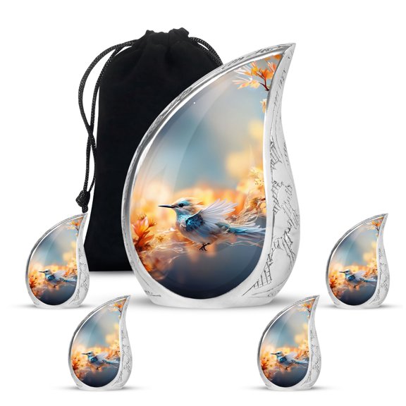 Gray Sparrow Funeral Tiny Urns For Human Ashes Adult Mom - Large Burial Urn For Human Ashes Adult Dad - Cremation Gift For Decorative - Combo 10Inch 200Lbs And 3Inch 2Tbsp Capacity