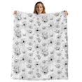 thumbnail image 1 of Gray Spring Floral Throw Blanket, Flannel Fleece Blanket with Striped Design for Couch, Summer Botanical Floral Watercolor Soft Breathable All Season Plush Blankets for Sofa Office Travel 40"x50", 1 of 9