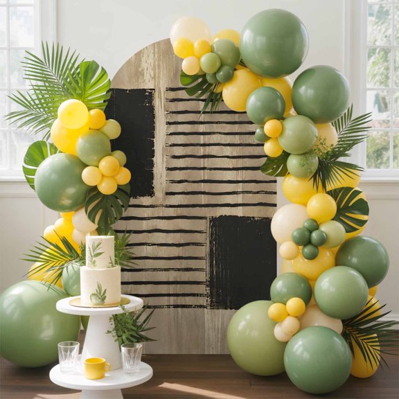 Gray Square Arch Backdrop Cover, 4FT, Industrial Stripes Khaki Distressed Texture Abstract Spandex Arch Covers Double-Sided Backdrop for Wedding Birthday Party Photo Background Decoration