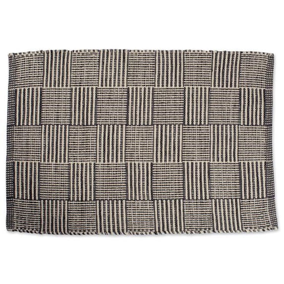Gray Squares Recycled Yarn Rug 2X3 Ft