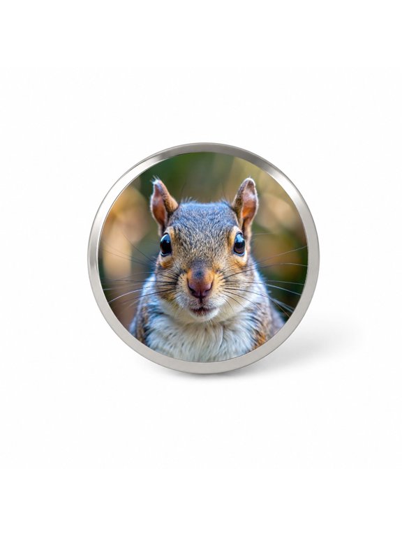 Gray Squirrel Face Backpack Hat Novelty Lapel Pin