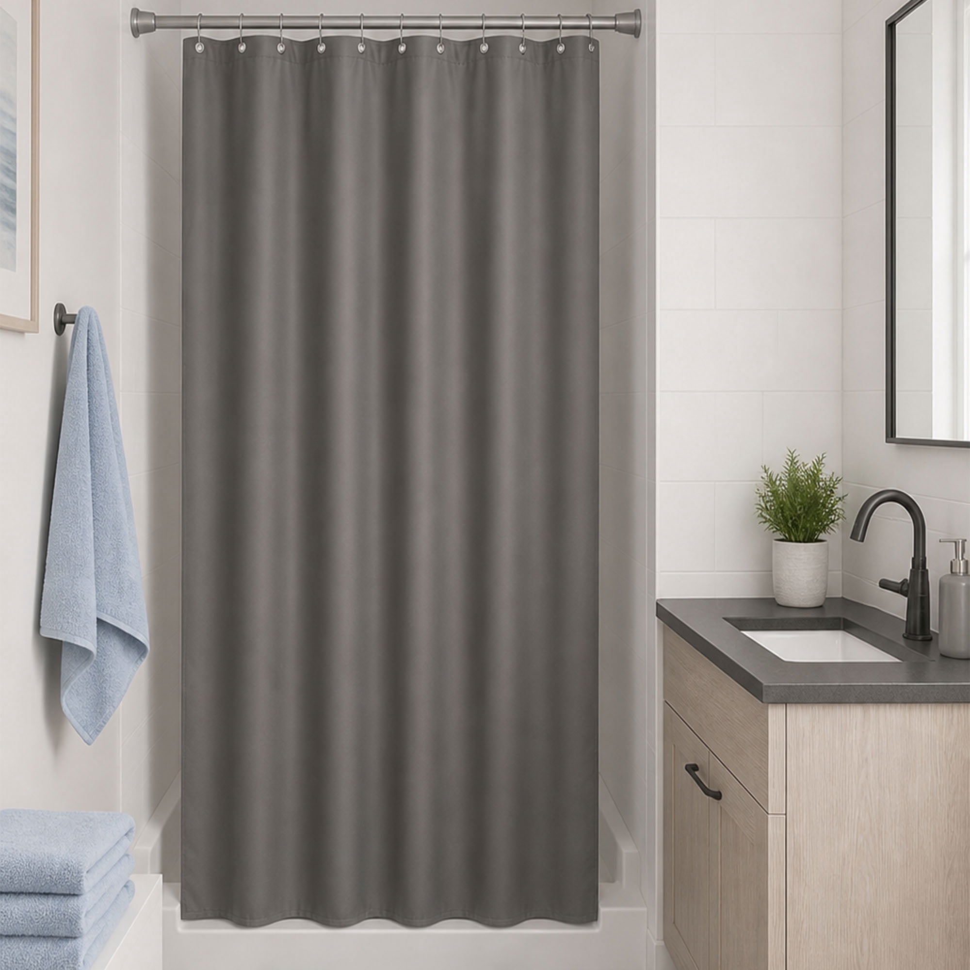 Evideco Gray Water-Resistant Mildew-Resistant Polyester Shower