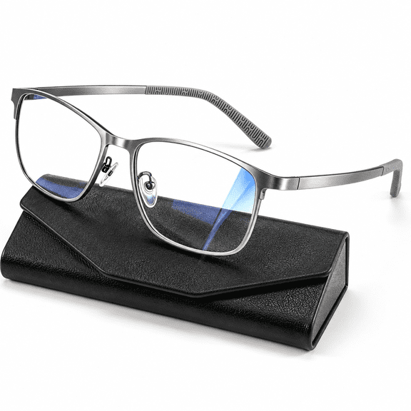 Gray Steel Set Unisex Ultra-light Metal Frame Computer Screen Blocking Glasses