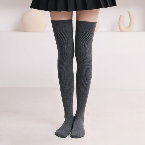 Gray Stockings 1 Pair Extra Long Solid Color Thigh High Socks Over The Knee High Boot Stockings Nylon Leg