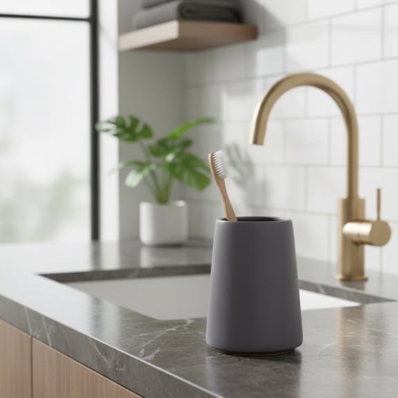 Evideco French Home Goods Smooth Gray Tumbler Only Modern Transitional Wall-Mounted Toothbrush Holders