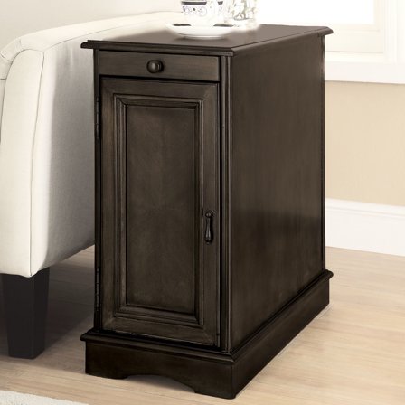 Gray Storage Cabinet With And Magazine - 12"w X 24"h Transitional Nightstand Charging Space Grey Color