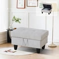 thumbnail image 1 of Gray Storage Ottoman Stool, Linen Fabric Ottomans Footstools for Living Room Bedroom, 1 of 7