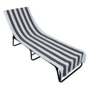 DII Design Imports 70341A 26 x 82 in. Grey Stripe Lounge Chair Beach Towel With Top Fitted Pocket