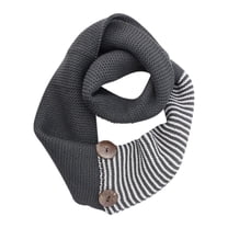 Gray Stripe & Solid Knit Infinity Collar Scarf