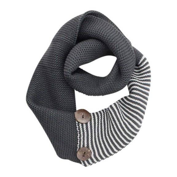 Gray Stripe & Solid Knit Infinity Collar Scarf