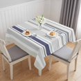 thumbnail image 1 of Gray Stripe Table Cloth Waterproof Tablecloths, Modern Abstract Art Navy Blue Striped Rustic Tablecloth Dining Table Cover for Kitchen Party Tabletop Outdoor, Square Tablecloth 60x60 Inch, 1 of 8