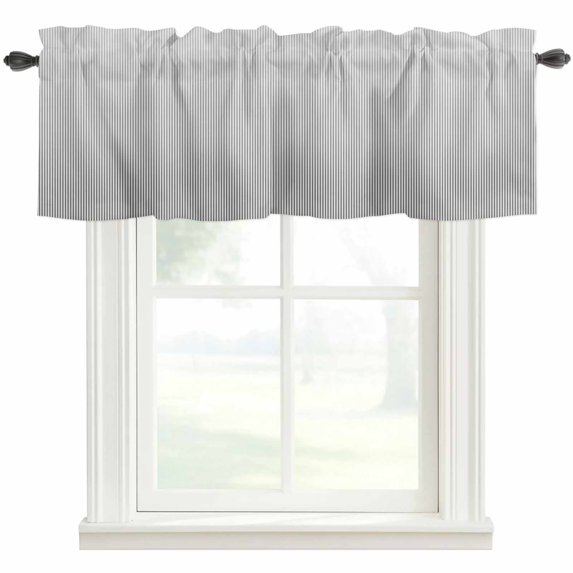 Gray Striped Kitchen Valances for Windows, Modern Minimalist Vertical Stripes Lines Bathroom Window Valances 42x18 Inch Rod Pocket Window Treatments Valance Curtains for Living Room Bedroom Decor