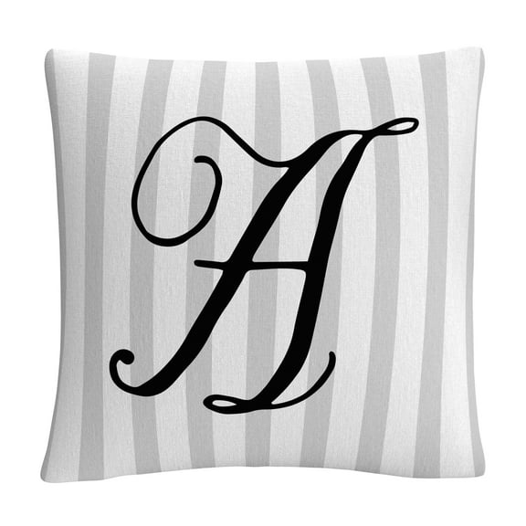 Gray Striped Ornate Letter Script A By Abc 16 X 16 Decorative Throw Pillow