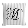 thumbnail image 1 of Gray Striped Ornate Letter Script M By Abc 16 X 16 Decorative Throw Pillow, 1 of 5