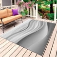 thumbnail image 1 of Gray Striped Outdoor Rug for Patio/Deck/Porch, Non-Slip Large Area Rug 5 x 7 Ft, Modern Abstract Art Wave Moire Gradient Indoor Outdoor Rugs Washable Area Rugs, Reversible Camping Rug Carpet Runner, 1 of 8