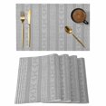 thumbnail image 1 of Gray Striped Placemats Set of 6, Modern Abstract Art Geometric Stripes Placemats for Dining Table, Place Mats for Kitchen Tabletop, Waterproof Wipeable Dining Table Mats Set, 1 of 9