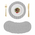 thumbnail image 1 of Gray Striped Round 13 Inch Placemats Set of 8, Modern Abstract Art Geometric Stripes HeatResistant Non Slip Place Mats for Dining Table, Wipeable Braided Kitchen Table Mats for Housewarming, 1 of 9