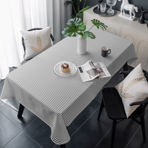 Gray Striped Table Cloth Waterproof Tablecloths, Modern Minimalist Vertical Stripes Lines Tablecloth Dining Table Cover for Kitchen Party Tabletop Outdoor, Rectangle Tablecloth 60x120 Inch