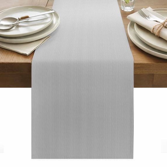 Gray Striped Table Runner - 72 Inch Long, Kitchen Dining Table Runner Dresser Scarves, Modern Minimalist Vertical Stripes Lines Farmhouse Decor for Coffee Tables Wedding Party Banquet
