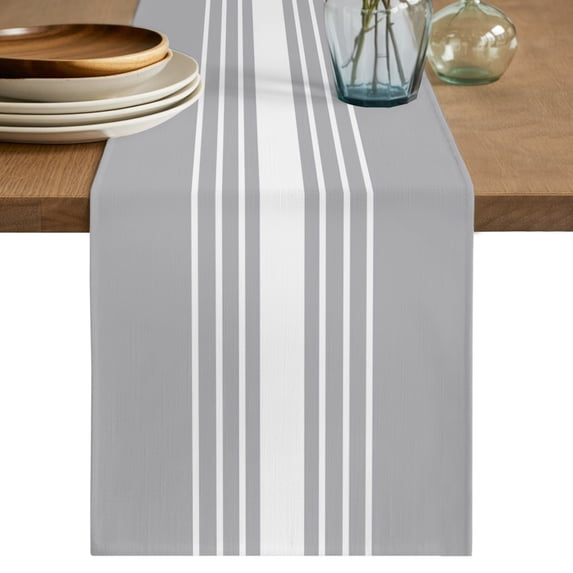 Gray Striped Table Runner, Modern Minimalist Simple Stripes Country ...