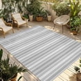 thumbnail image 1 of Gray Stripes Outdoor Rug 3x5 Ft - Reversible Patio Rug Outdoor Camping Rugs, Vintage Minimalist Lines Texture Washable Indoor Outdoor Area Rugs, Non-Slip Outdoor Carpet Runner for Deck/Porch, 1 of 8