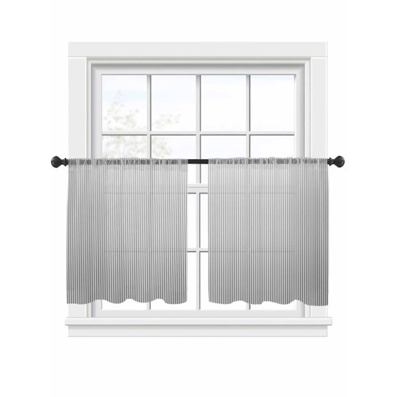 Gray Stripes Sheer Curtains 2 Panels Set Simple Striped Country Style Farmhouse Sheer Window Curtains Light Filtering Rod Pocket Voile Drapes for Bedroom Living Room 52"x54"