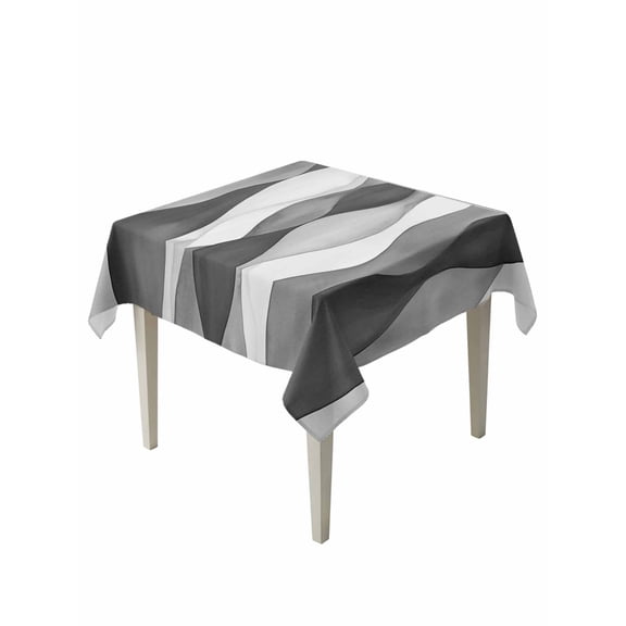Gray Stripes Table Cloth, Waterproof Tablecloth for Square Tables, Vintage Farmhouse Greyish Ripple Pattern Reusable Washable Fabric Table Cover for Restaurant Kitchen Dining Tables 54"x54"