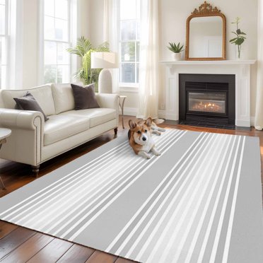 Simple Wave Motion Mocha Brown Gradient 8FT Round Area Rugs for Living Room Abstract ...