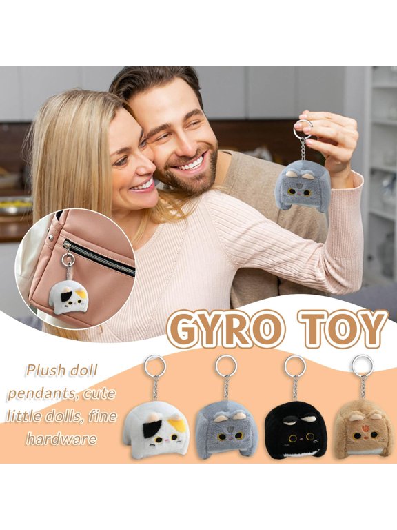 Gray Stuffed Cat Plush with Fine Hardware, Small Kitty Stuffed Animal Keychain for Bag, Plush Toy