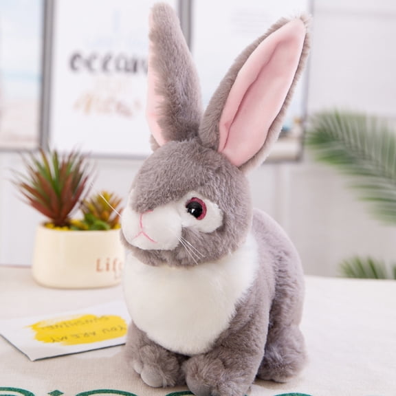 Gray Stuffed Rabbit Plush Toy, Tagless, No Brand Tags - Soft & Fluffy Plush Fabric, Comfortable For Hugs, Decorative Companion For Bedrooms & Living Rooms - For , ,