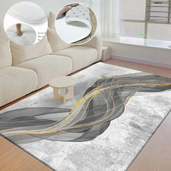 Gray Style Carpet for Living Room Modern Large Area Rug Bedroom Decoration Soft Fluffy Cloakroom Flannel Mats Washable