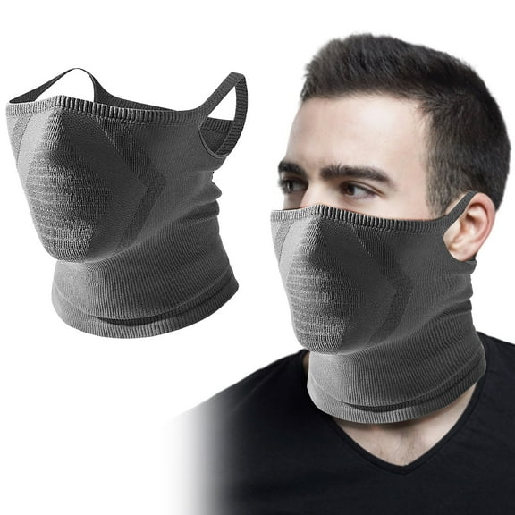 Gray Summer Motorcycle Riding Face Mask, Windproof Ear Loop Ice Silk UV Protection Sunscreen Face Cover for Sports