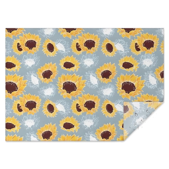 Gray Sunflower White Flower Pattern Rectangle Tablecloth 60"x84",Waterproof Polyester Rectangle Table Cloth, Wipeable Spillproof Polyester Tablecloth for Dining, Camping, Indoor and Outdoor