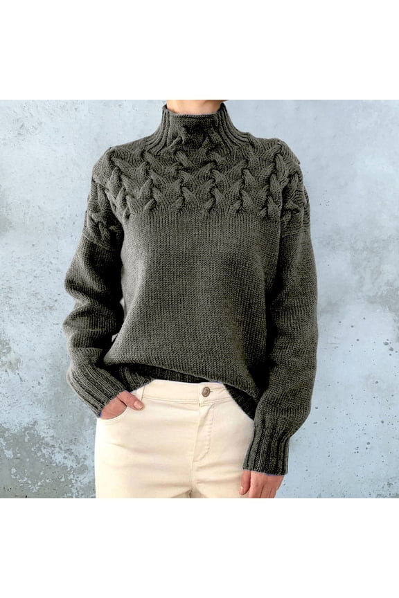 Gray Sweaters for Women Turtleneck Sweater Women Cowl Neck Sweater for Womens Fall Fashion 2025