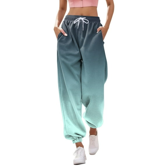 Gray Sweatpants Women Fashion Pants for Women Casual Gradient Print Bottom Sweatpants Pockets High Waist Sporty Gym Athletic Fit Jogger Pants Trousers