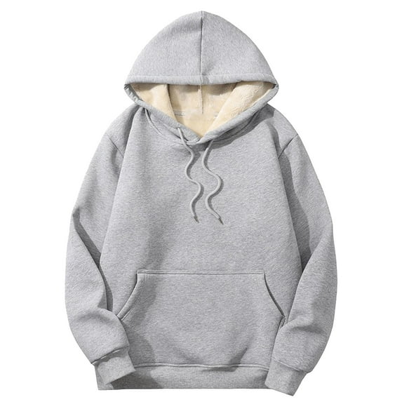 Gray Sweatshirt for Women Gnveub Women's Casual Winter Warm Fleece Lined Hooded Sweatshirt Thick Pullover Plus with Pockets