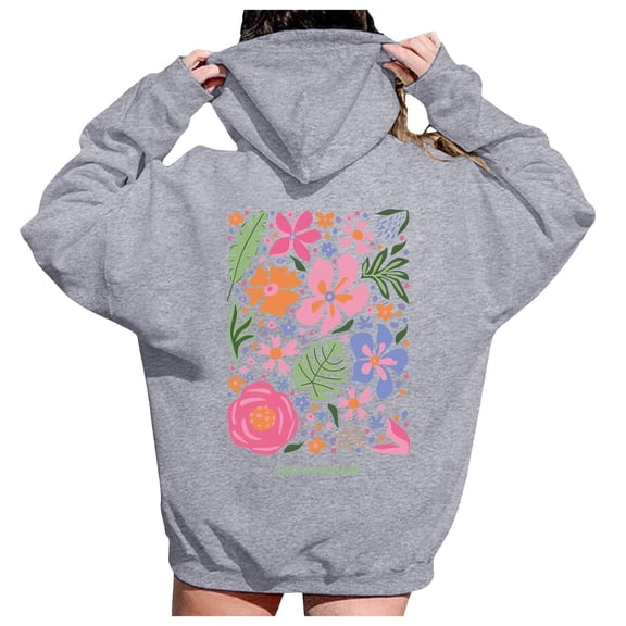 Gray Sweatshirt for Women Letter Graphic Print Hoodies for Women New York Oversized Long Sleeve Casual Drawstring Fall Pullover Sweatshirt Tops