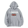 thumbnail image 1 of Gray Sweatshirt for Women Long Sleeved LONDON UNITED Letter Printed Hoodie Hoodie Hoodie, 1 of 5