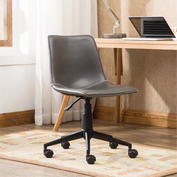 Gray Swivel Chair with Air Lift / Comfortable Seating for Office Tasks
