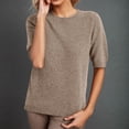 thumbnail image 1 of Gray T Shirts for Women's Round Neck Short Sleeved Loose T Shirt with A Knit Bottom Short Top Fashion Clothing, 1 of 6
