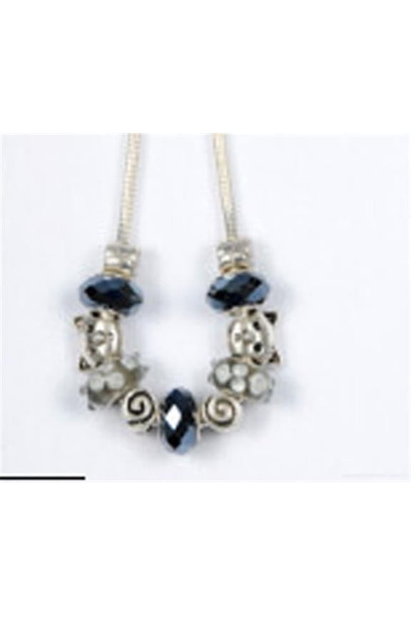 Gray Tabby Cat Beaded Necklace