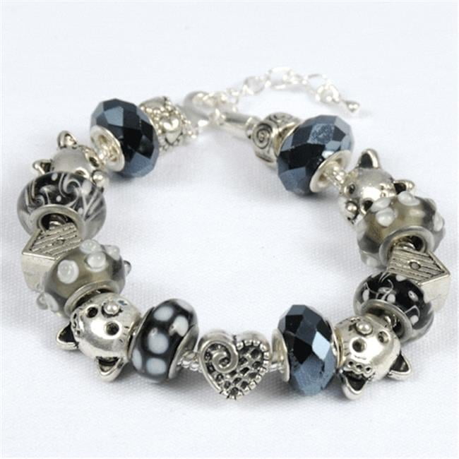 Gray Tabby Cat Charm Bracelet