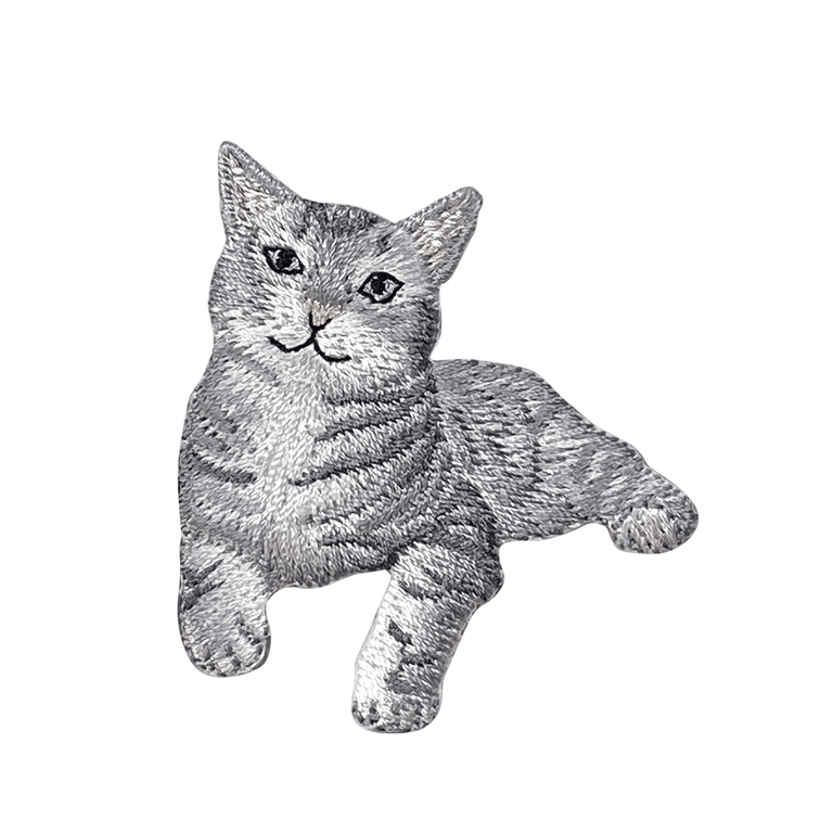 Gray Tabby Cat Kitten Pets Animals Embroidered Iron on Patch