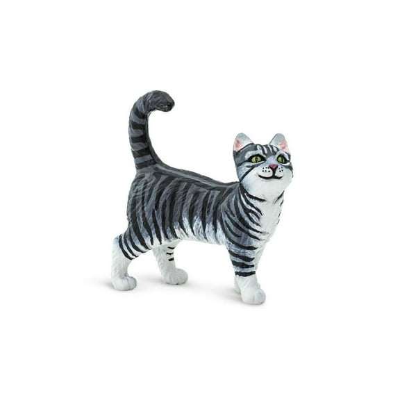 Safari Ltd. Gray Tabby Cat - Realistic 2" Cat Figurine - Educational Toy for Boys, Girls, & Kids Ages 3+