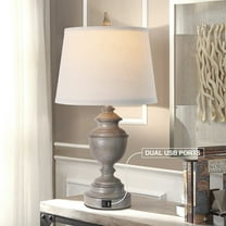 Gray Table Lamps for Bedroom Set of 2 with USB Port, Vintage 3-Way Dimmable Touch Control Nightstand Lamps