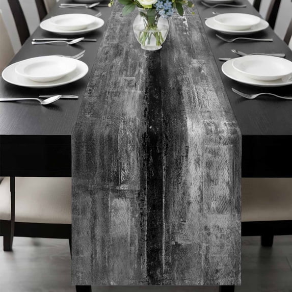 Gray Table Runner 72 Inches Long, Retro Oil Painting Modern Abstract Art Aesthetics Kitchen Coffee Dining Table Decoration for Home Party Birthday Wedding Home Decor 14x72 Inches