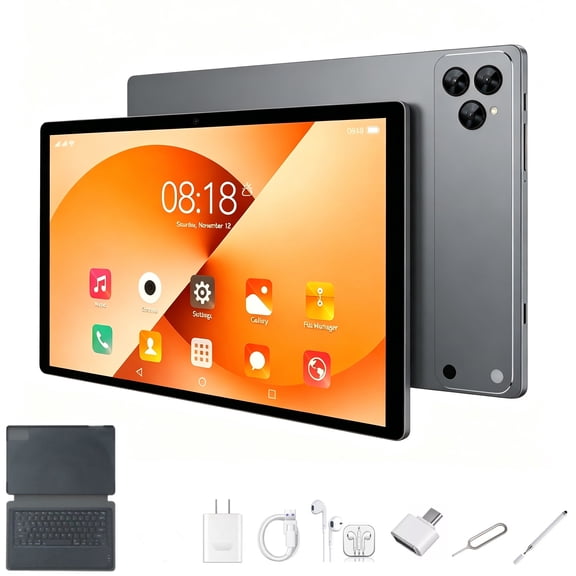 Gray Tablet 2026 Newest Android 13 Tablet,10 Inch Tablet,5G Wi-Fi Tablet Computer,2 In 1 Tablet with Keyboard, 256GB ROM+8GB RAM ,Octa-Core Processor,1920 * 1200 IPS,Bluetooth,GPS